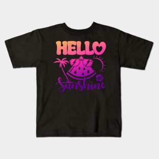 Hello Sunshine Summer Watermelon Vacation Beach Sunglass Kids T-Shirt